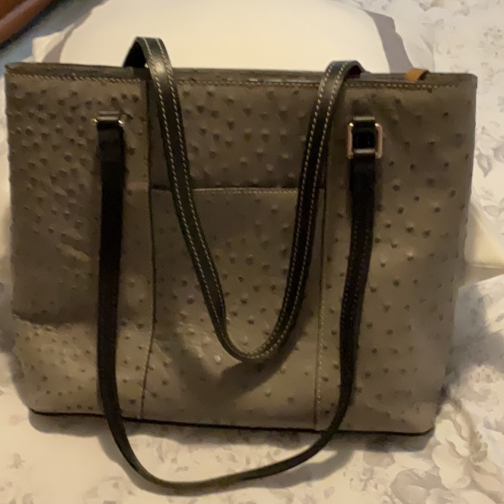 Dooney and Bourke gray ostrich bag